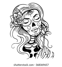Day dead coloring pages royalty