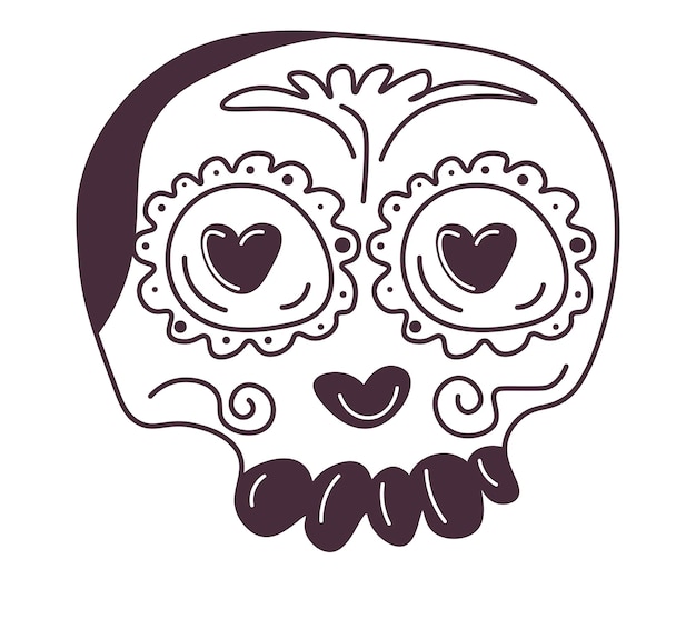 Premium vector skeleton with floral ornaments santa muerte emoji
