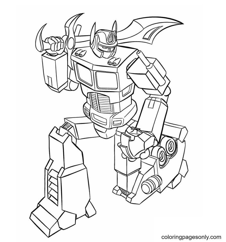 Optimus prime with sword coloring page