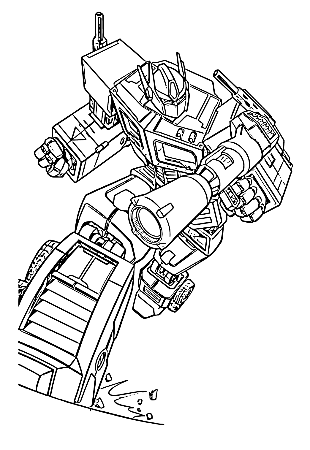 Free printable optimus prime hit coloring page sheet and picture for adults and kids girls and boys