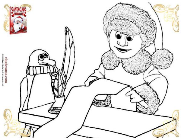 Santa claus is in to town printable coloring page