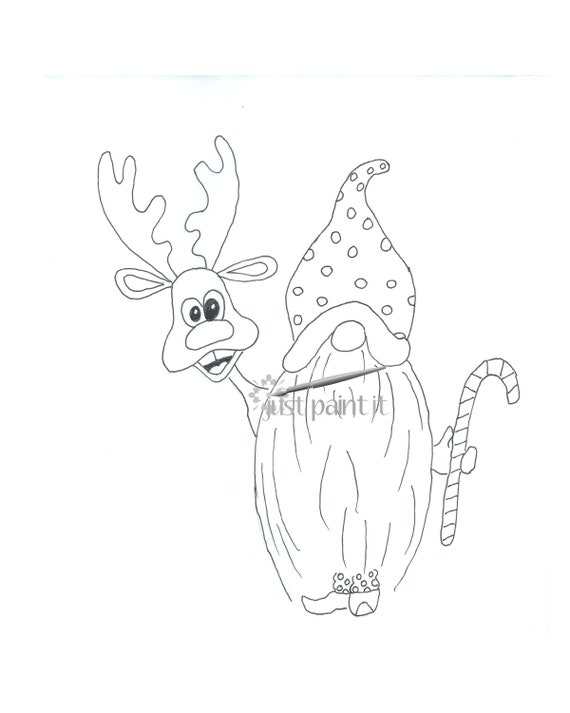 Rudolph and santa gnome coloring page