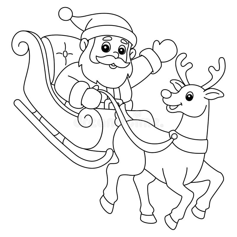 Christmas santa sleigh and reindeer isolated stock vector