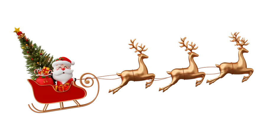 D santa sleigh illustrations