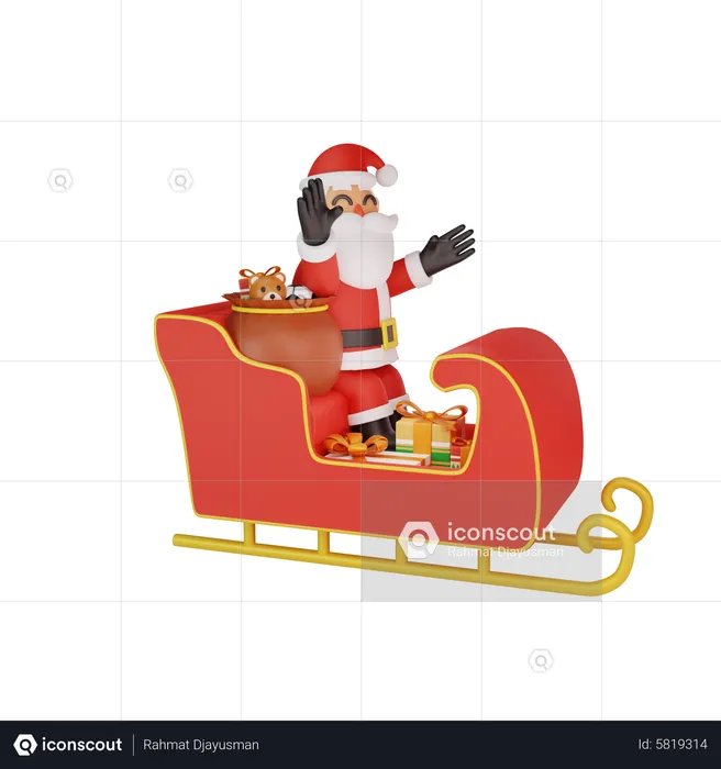 Santa claus riding sleigh d illustration download in png obj or blend format