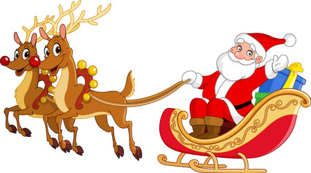 Santa sleigh drawing vector images over
