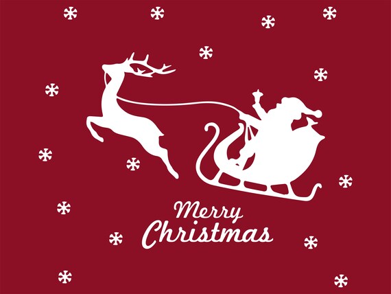 Christmas svg santa sleigh svg santa claus vector clipart reindeer png digital silhouette merry christmas shirt cricut cutting file