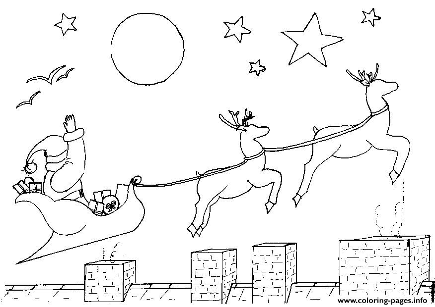 Santa sleigh and reindeer sfbb coloring page printable