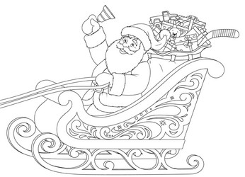 Santa sleigh drawing vector images over