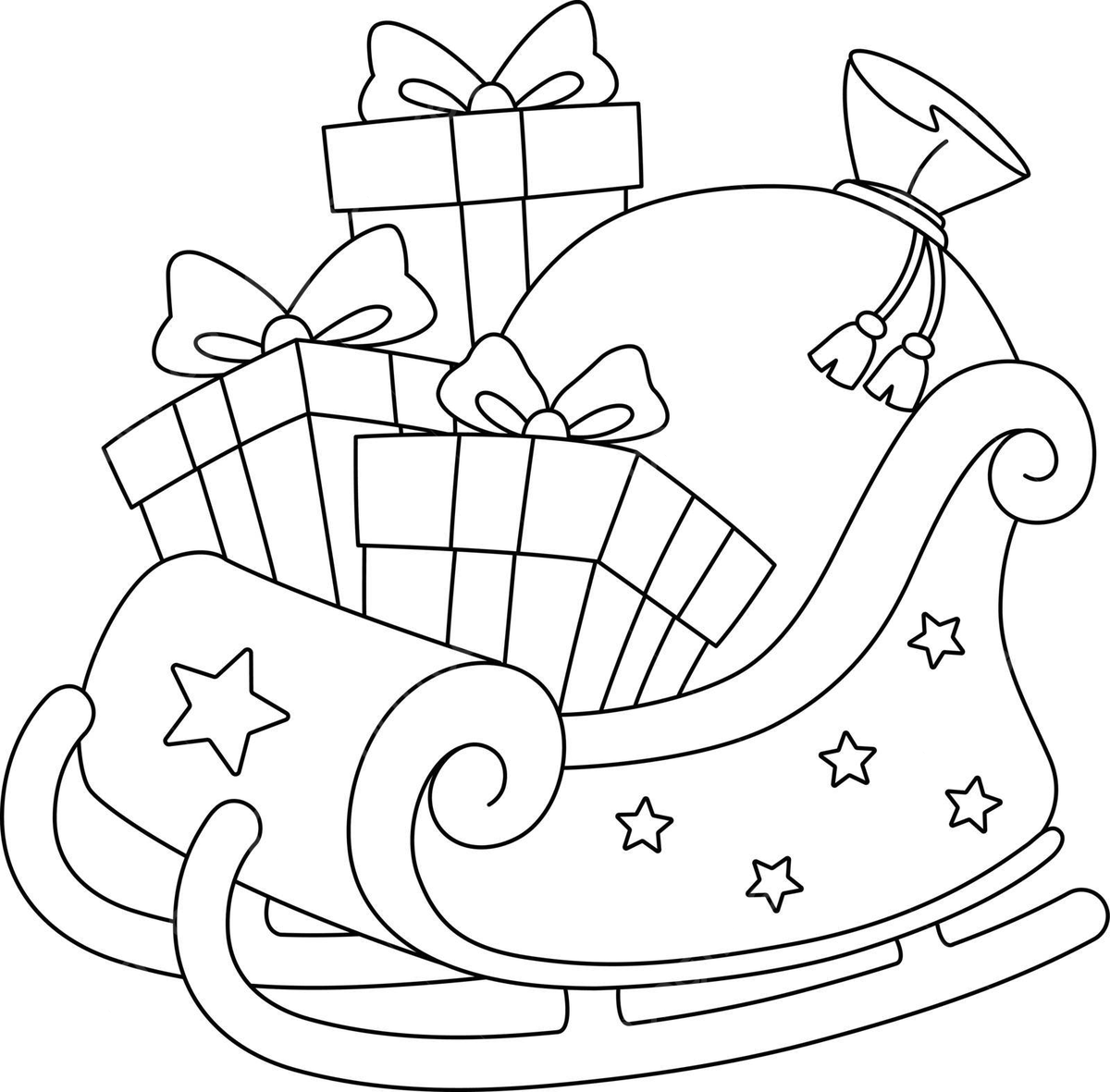 Christmas sleigh isolated coloring page for kids xmas decor happy illustration vector christmas drawing rat drawing ring drawing png and vector with transparent background for free download