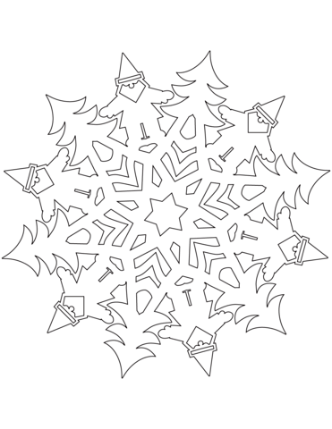 Snowflake with santa claus coloring page free printable coloring pages