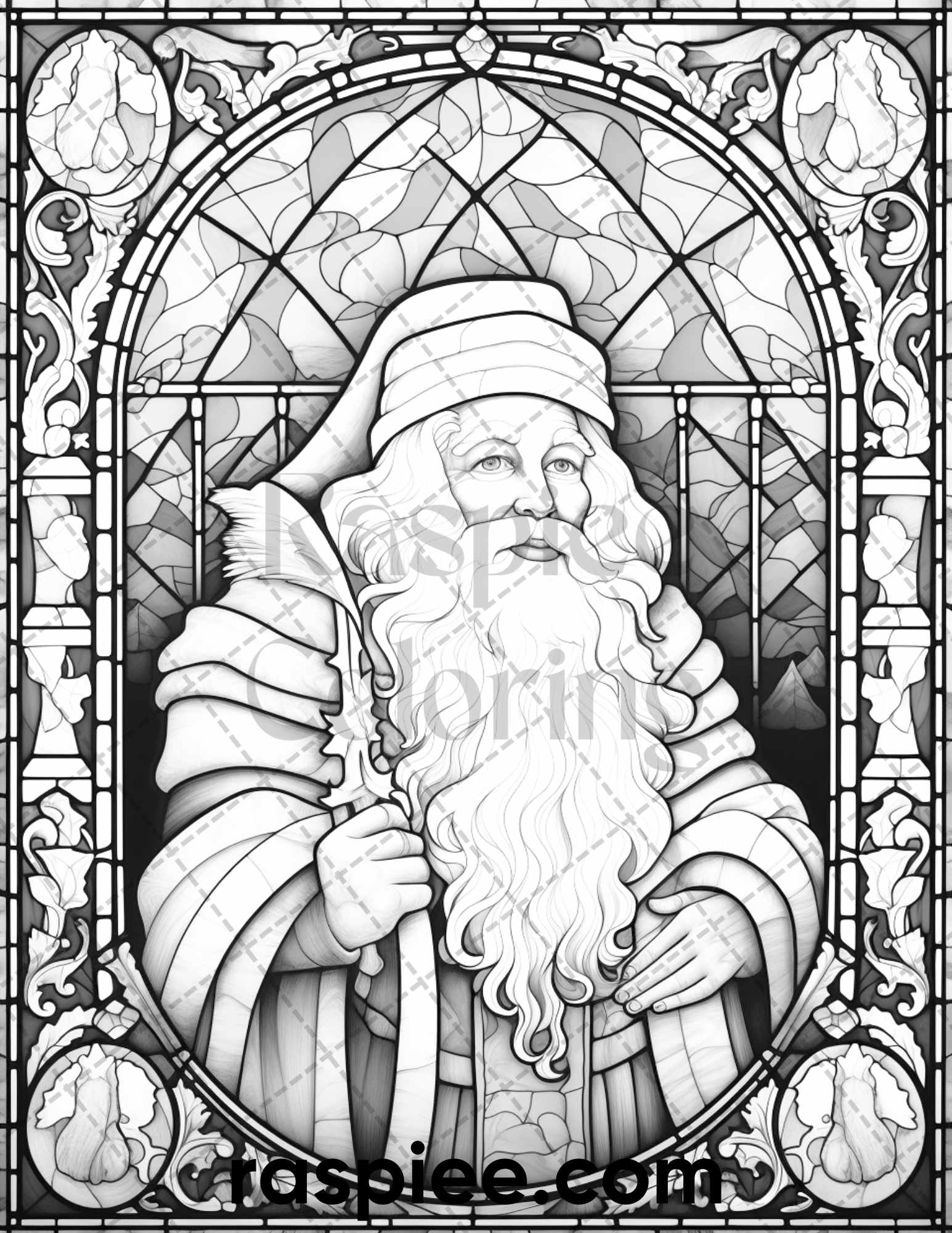 Christmas stained glass grayscale coloring pages for adults printa â coloring