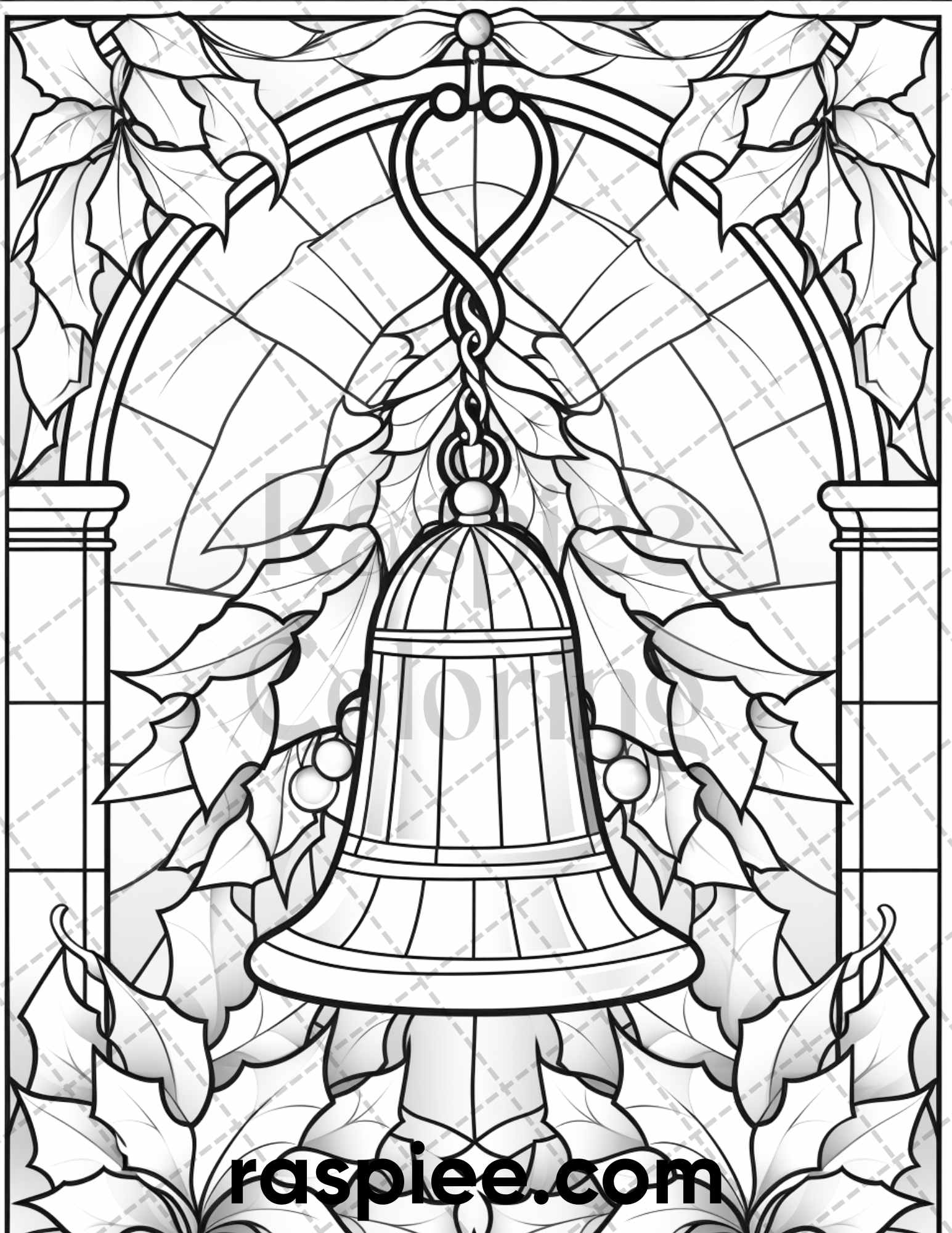 Christmas stained glass grayscale coloring pages for adults printa â coloring