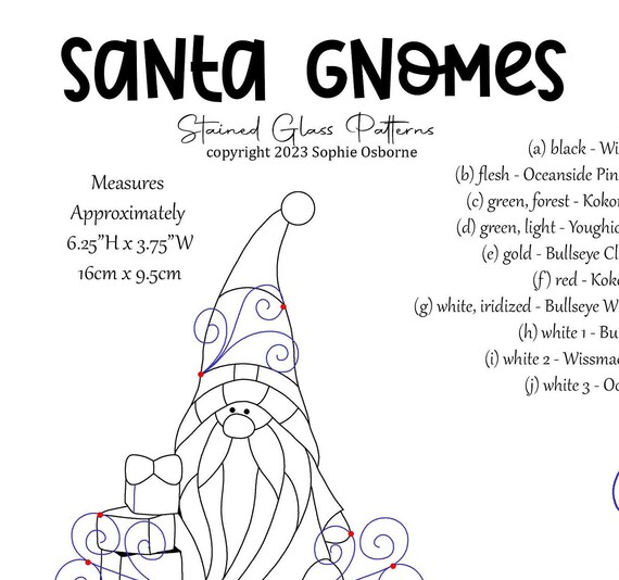 Santa gnomes stained glass patterns