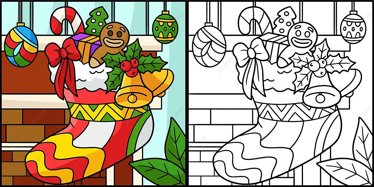 Christmas stocking coloring page illustration season line toddler vector christmas coloring page christmas drawing rat drawing png and vector with transparent background for free download
