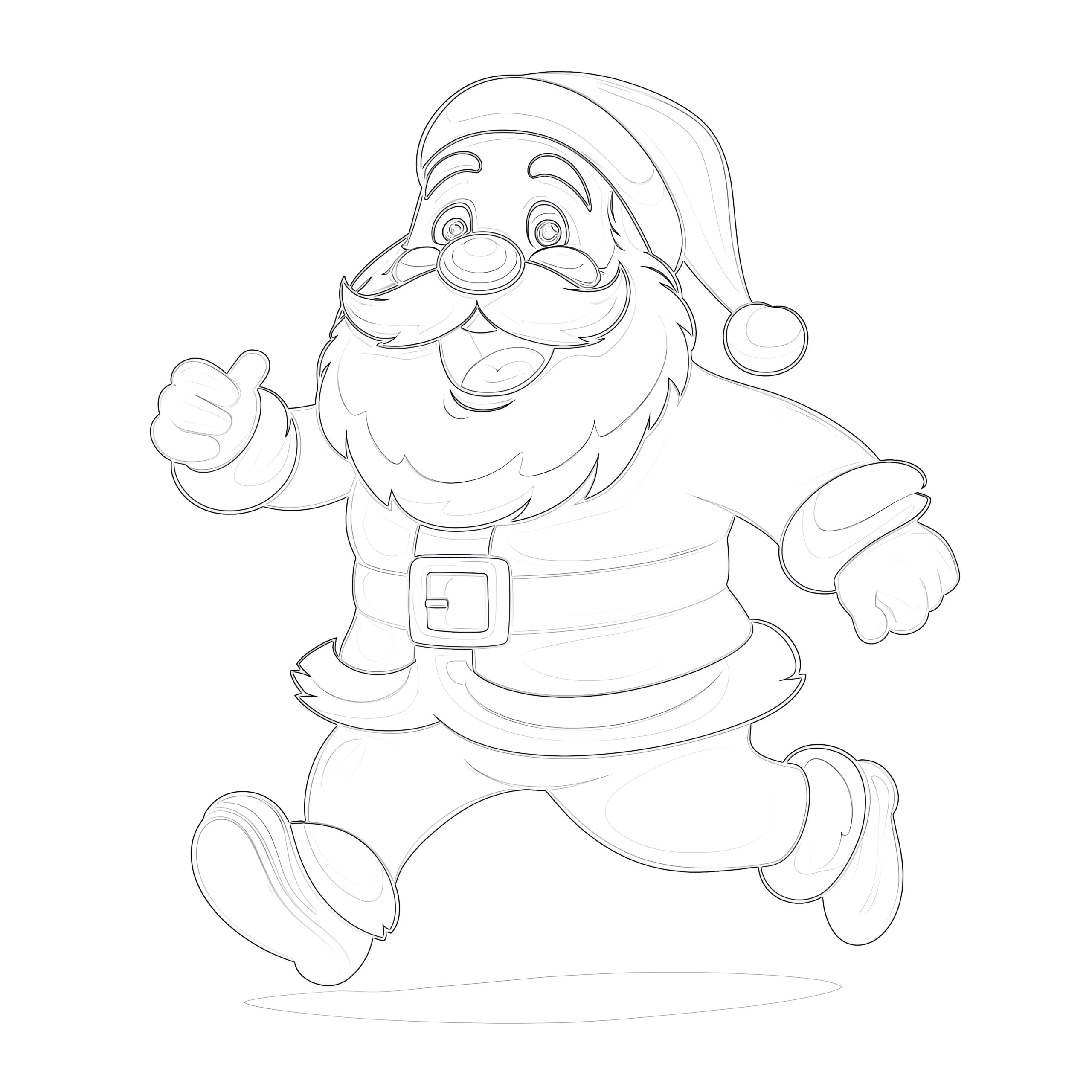 Santa claus coloring page is run santa