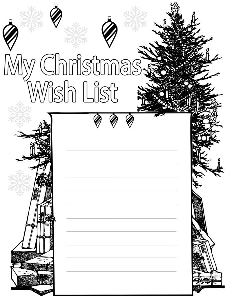 Printable christmas wish list coloring page