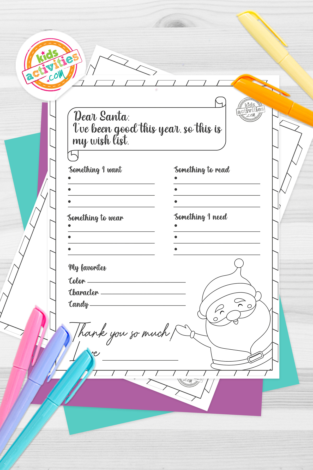 Free santa wish list printable for kids kids activities blog