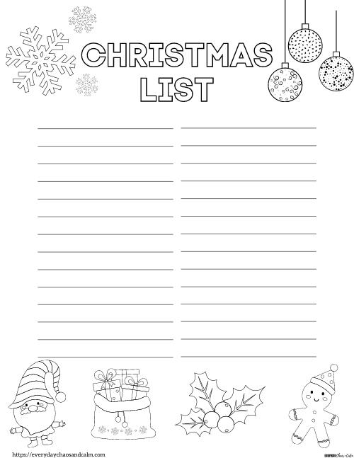 Free printable christmas lists pdf download