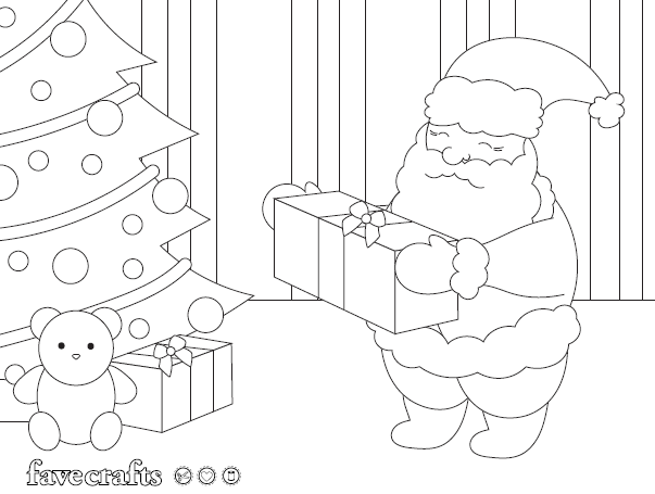 Santa leaving presents coloring page