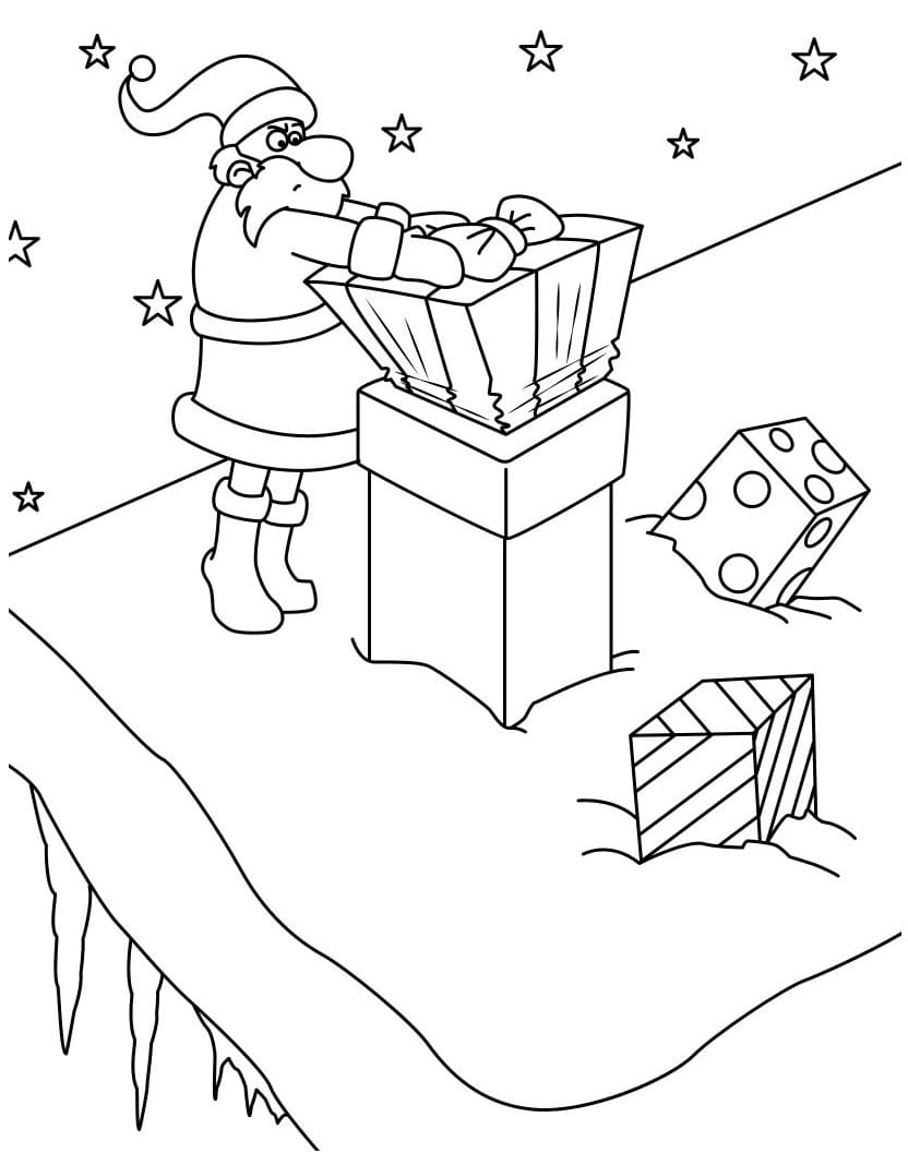 Santa christmas gifts coloring page