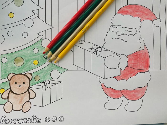 Santa leaving presents coloring page