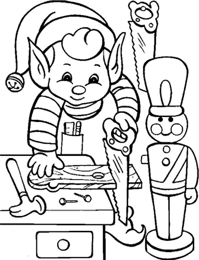 Printable activity elves in christmas coloring pages