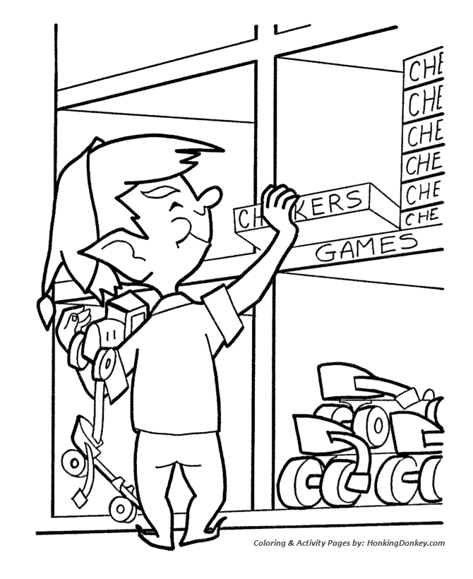 Santas elves coloring pages
