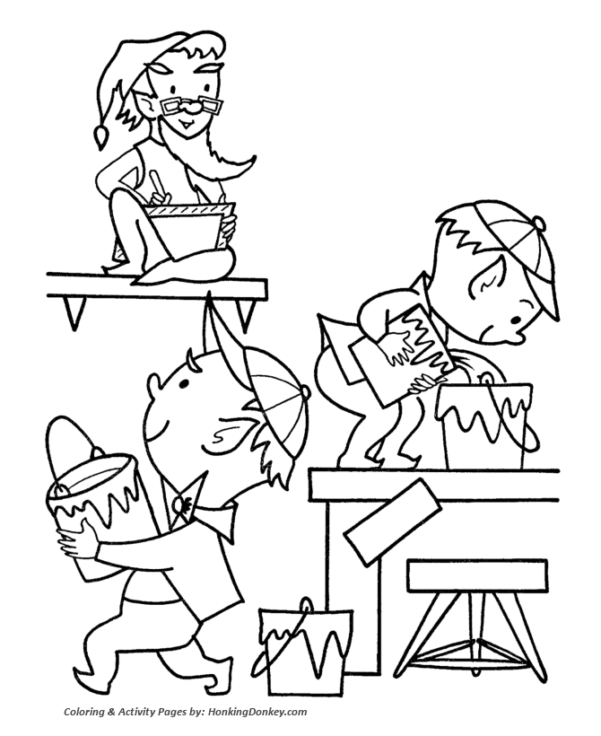 Santas elves coloring pages