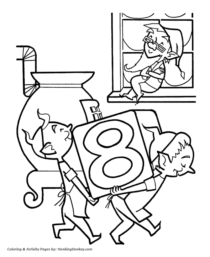 Santas elves coloring pages