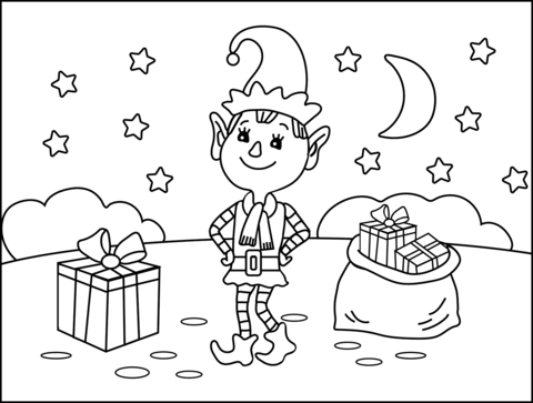 Christmas elf coloring page free printable coloring pages