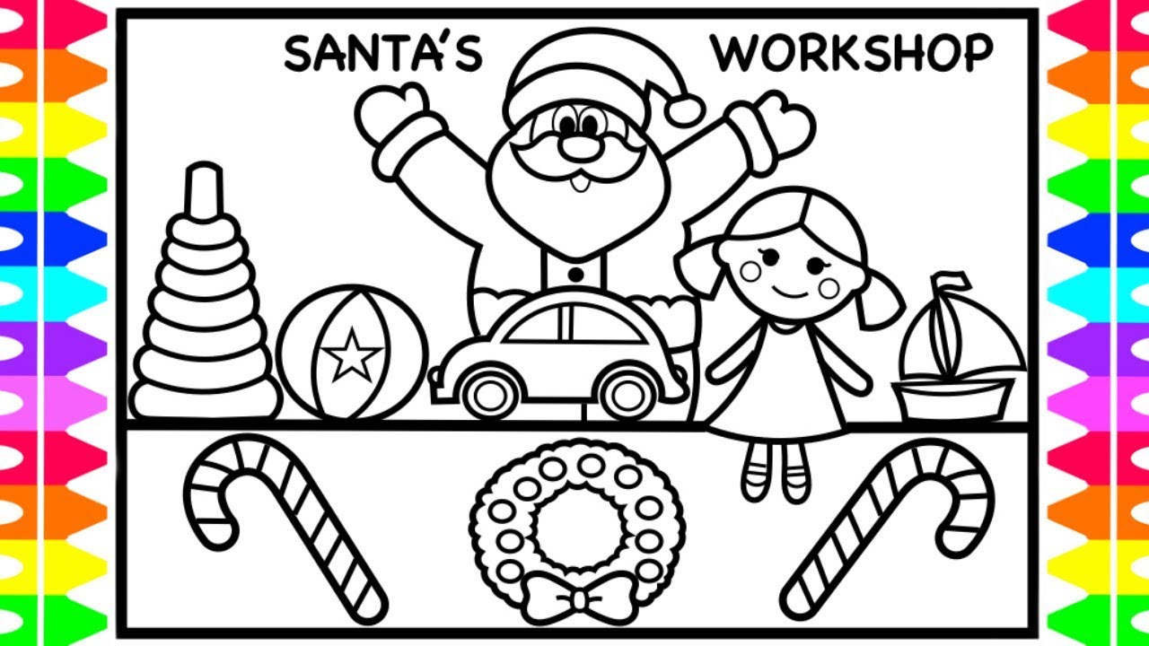 How to draw santa aking toys santa coloring pages for kids fun coloring pages kids