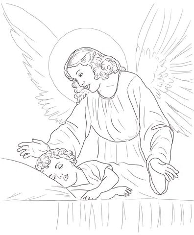 Desenhos santos anjos da guarda para imprimir e colorir