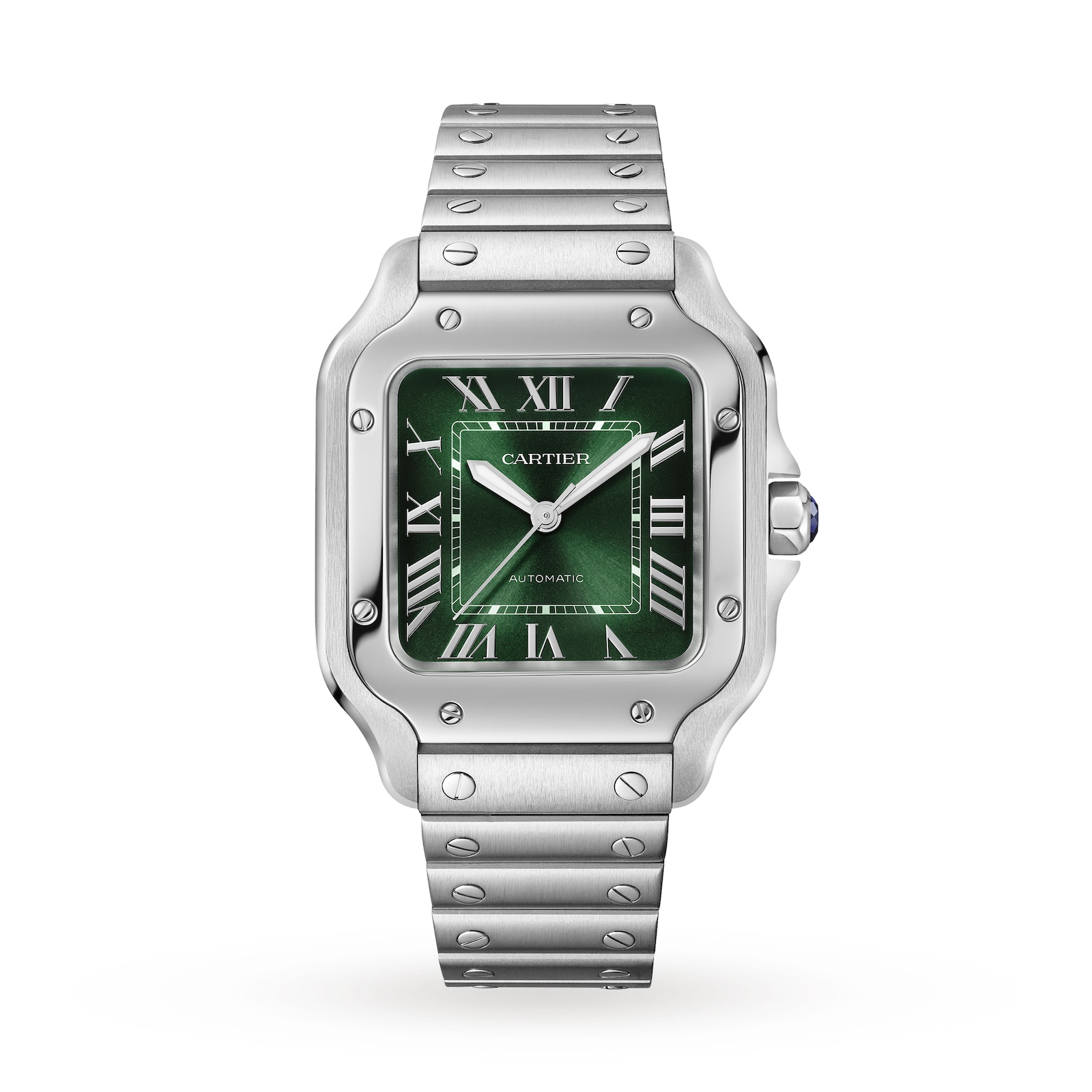 Cartier santos de cartier watch medium model steel automatic interchangeable leather strap wssa