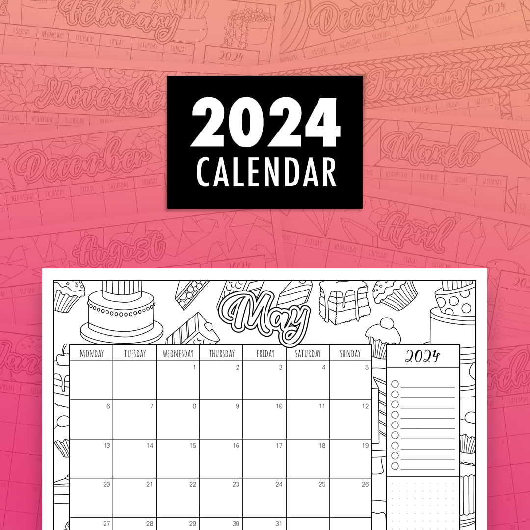 Printable coloring calendar pdf by sarah renae clark