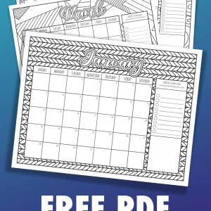 Free printable coloring calendar