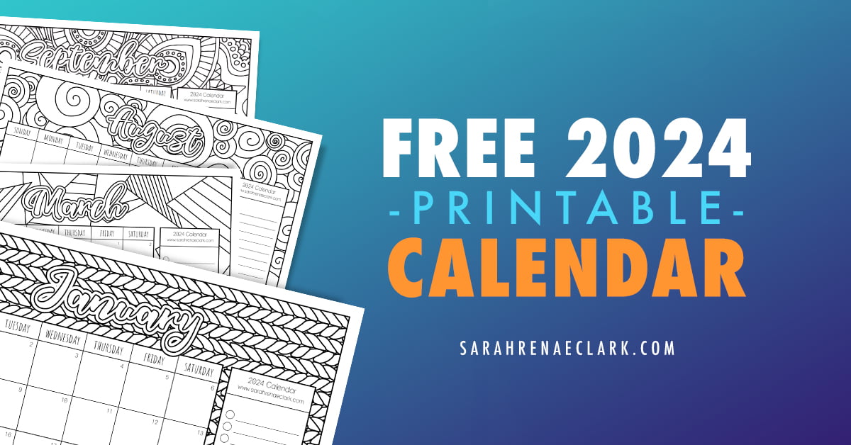 Free printable coloring calendar