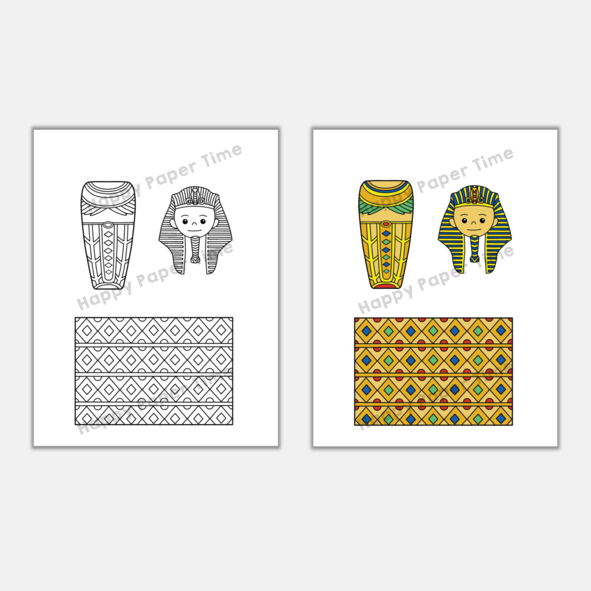Sarcophagus toilet paper roll craft printable ancient egypt activity coloring made by teachers