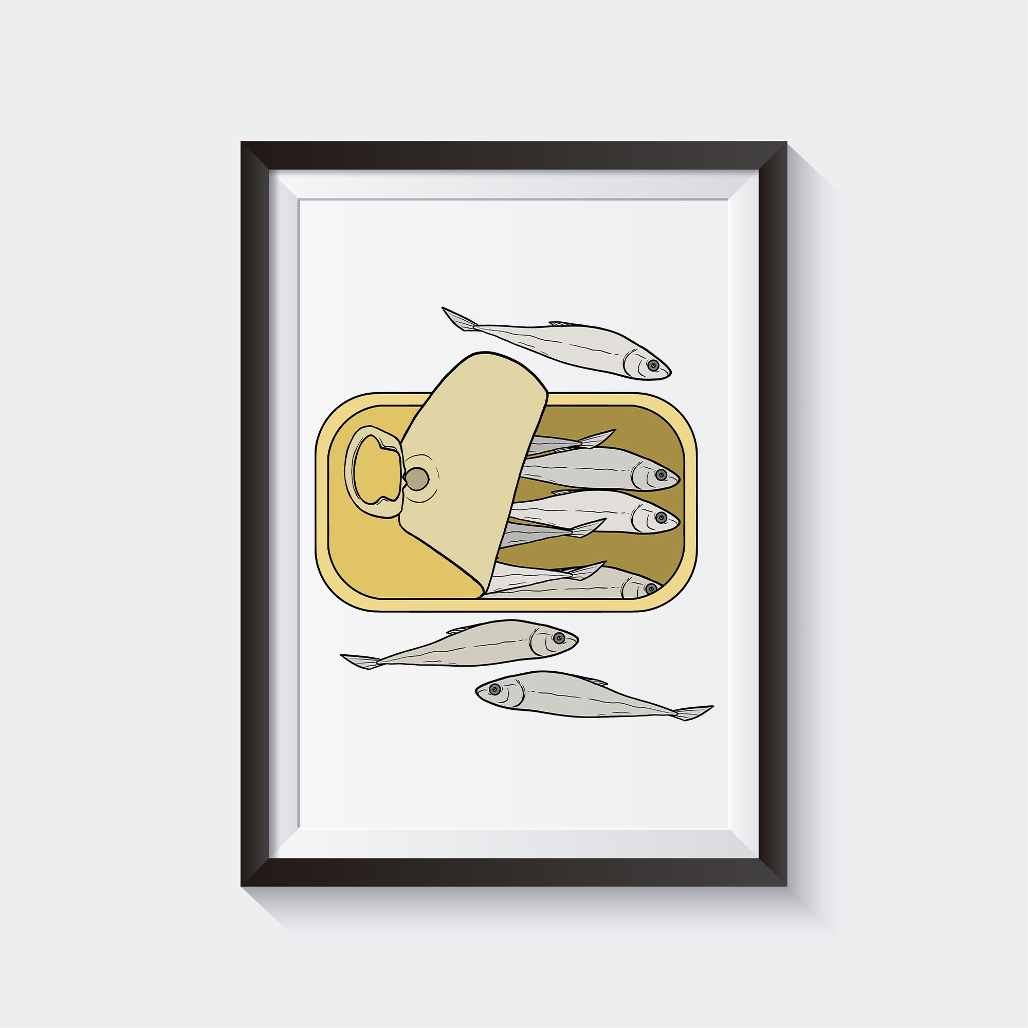 Can of sardines art sardine print digital download can fish coloring page instant download