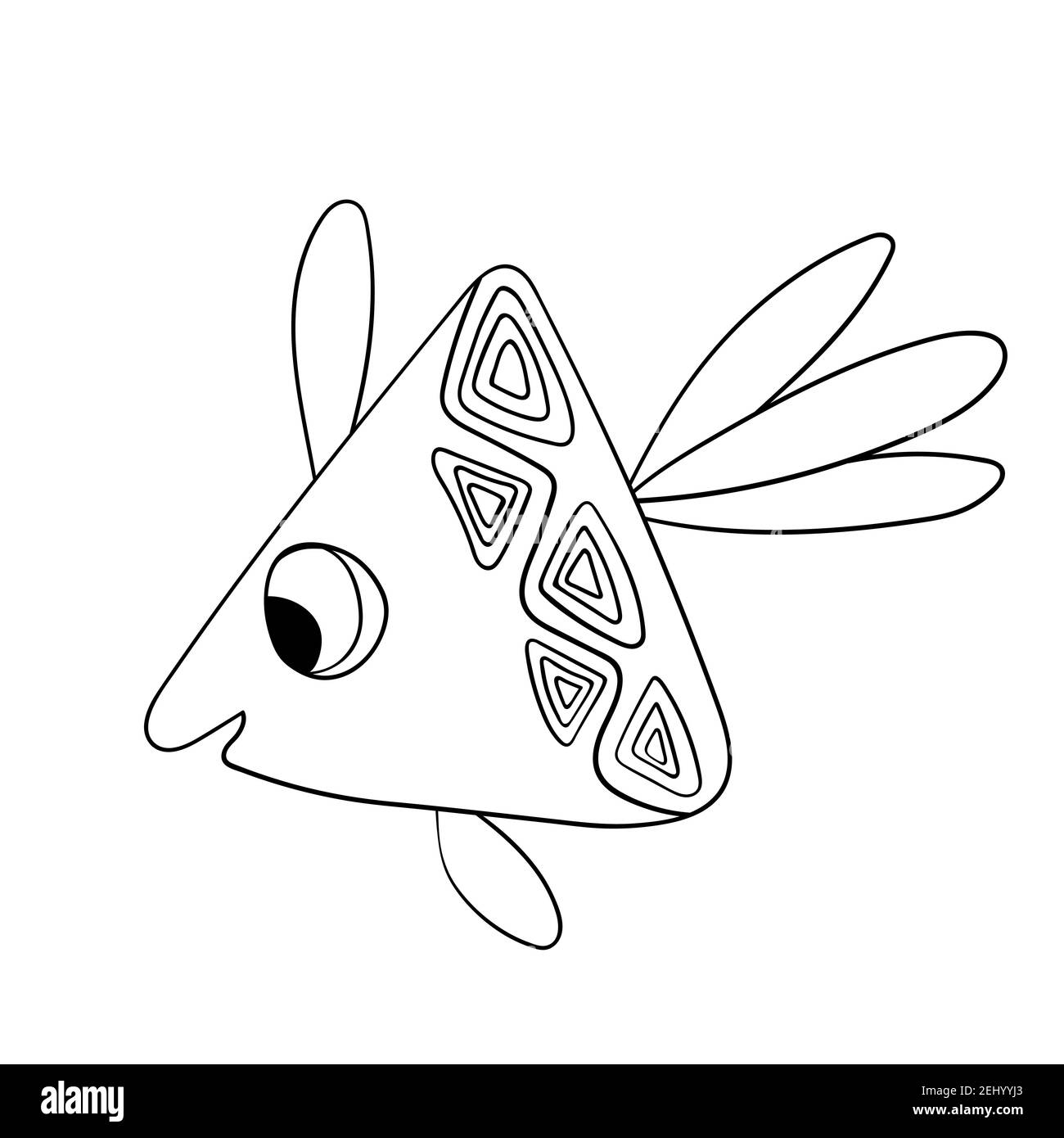 Cartoon cute fish hand drawing outline colouring pictures isolated items suitable for childrens coloring and prints adorable character for card stock vector image art