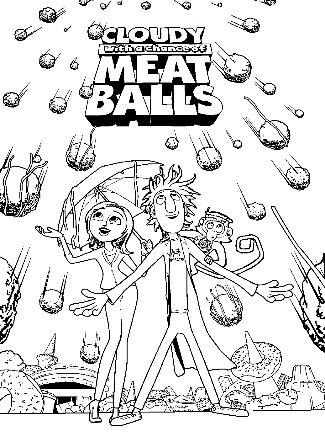 Cloudy with a chance of meatballs coloring pages printable for free download