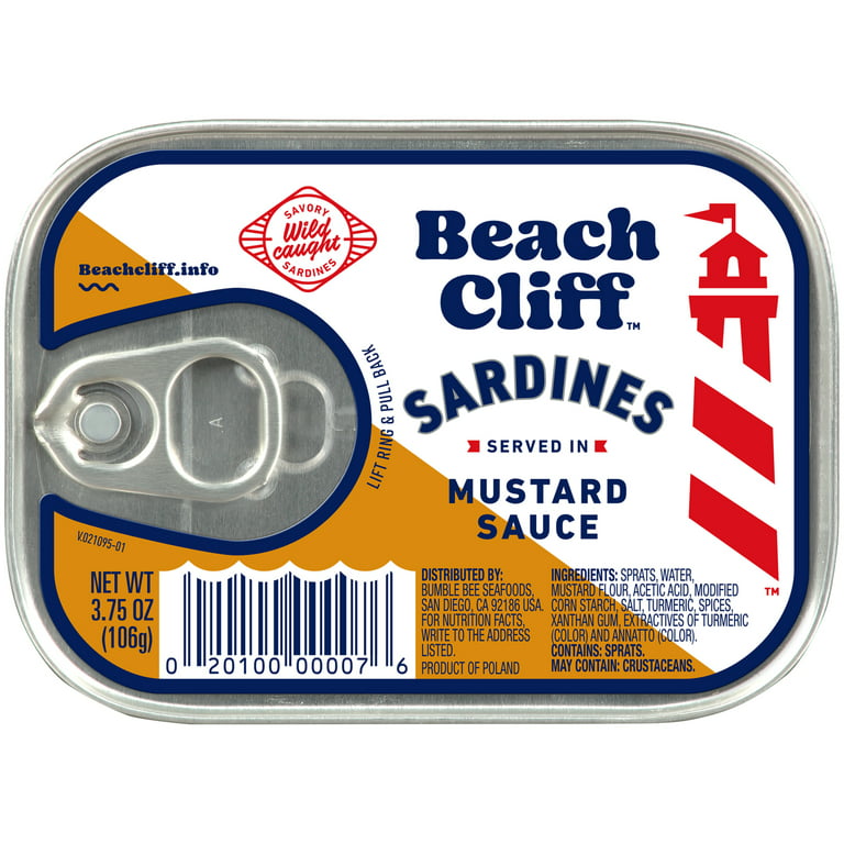 Beach cliff sardines in mustard sauce oz can shelf stable canned wild caught sardine high in protein