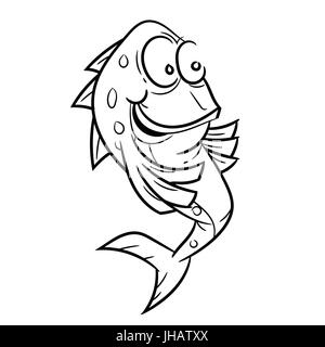 Cartoon cute fish hand drawing outline colouring pictures isolated items suitable for childrens coloring and prints adorable character for card stock vector image art