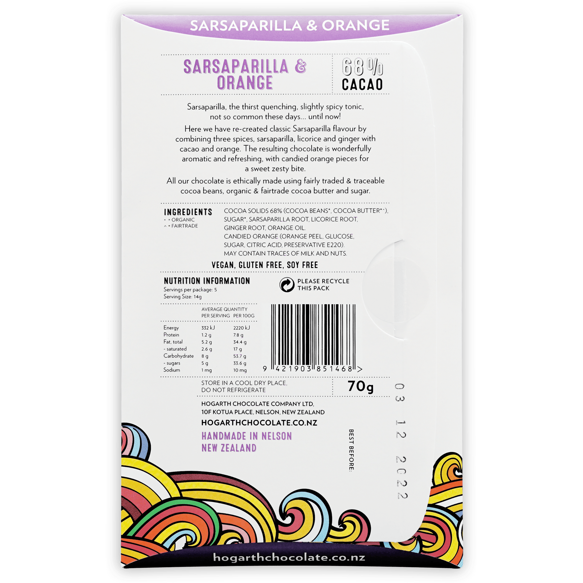 Hogarth sarsaparilla candied orange â bar cocoa