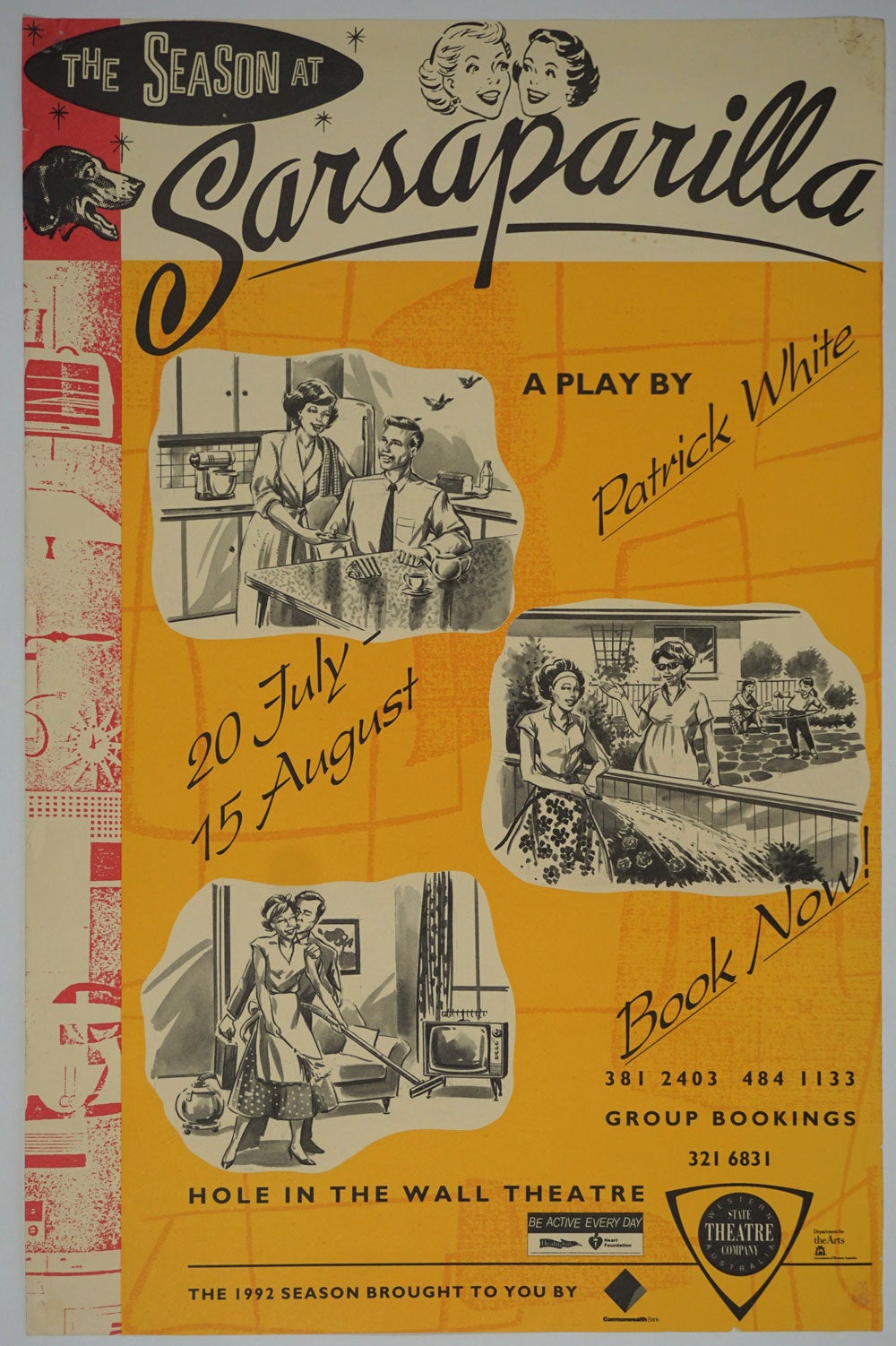 Sarsaparilla a play by patrick white poster for performance at the hole in the wall theatre subiaco patrick white