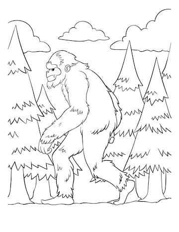 Premium vector big foot coloring page for kids