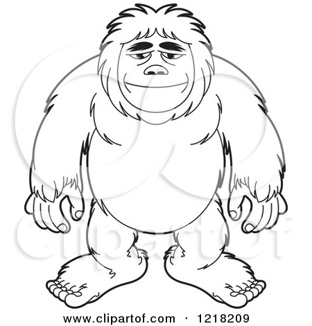 Clipart of a black and white sasquatch