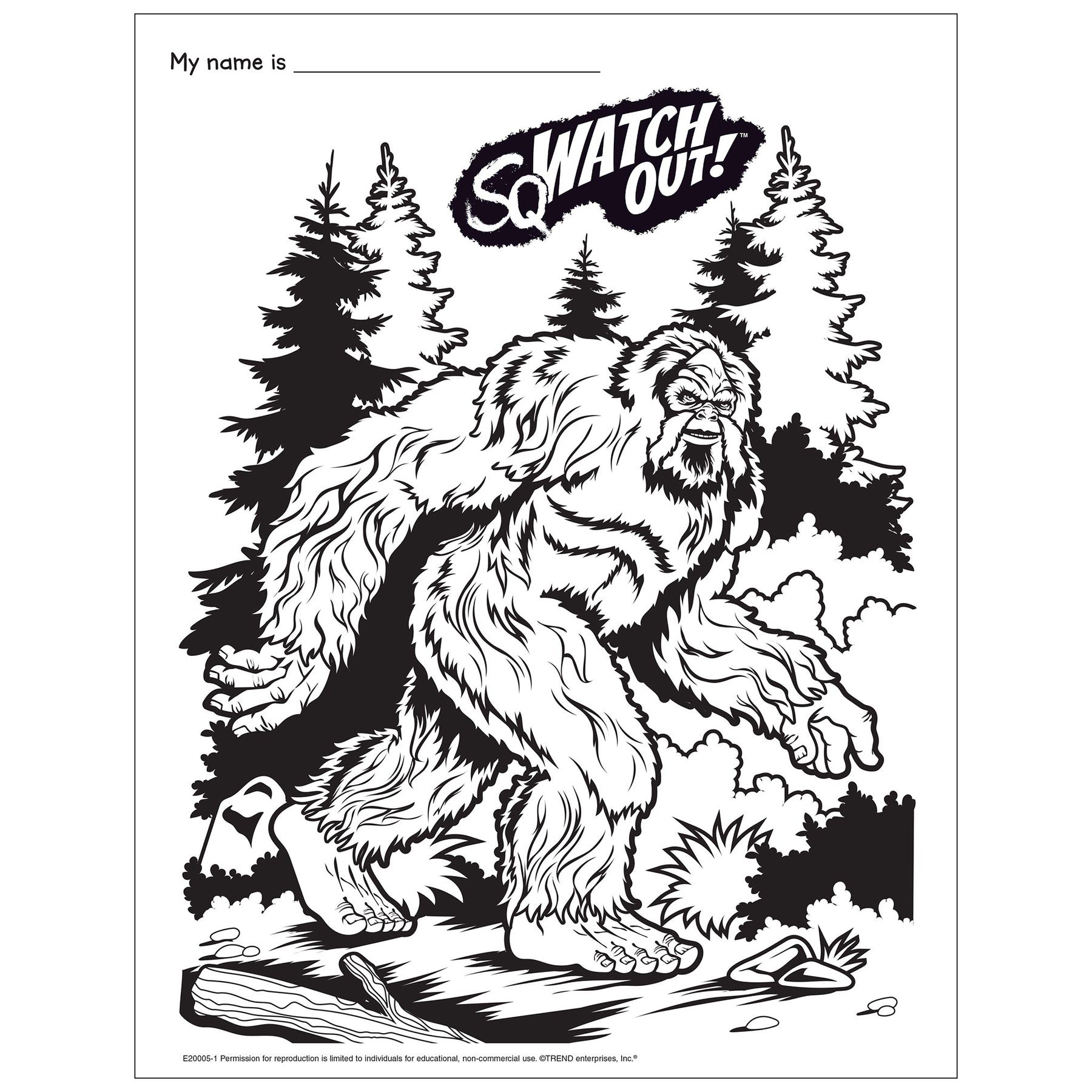 Free printable bigfoot coloring page â trend enterprises inc