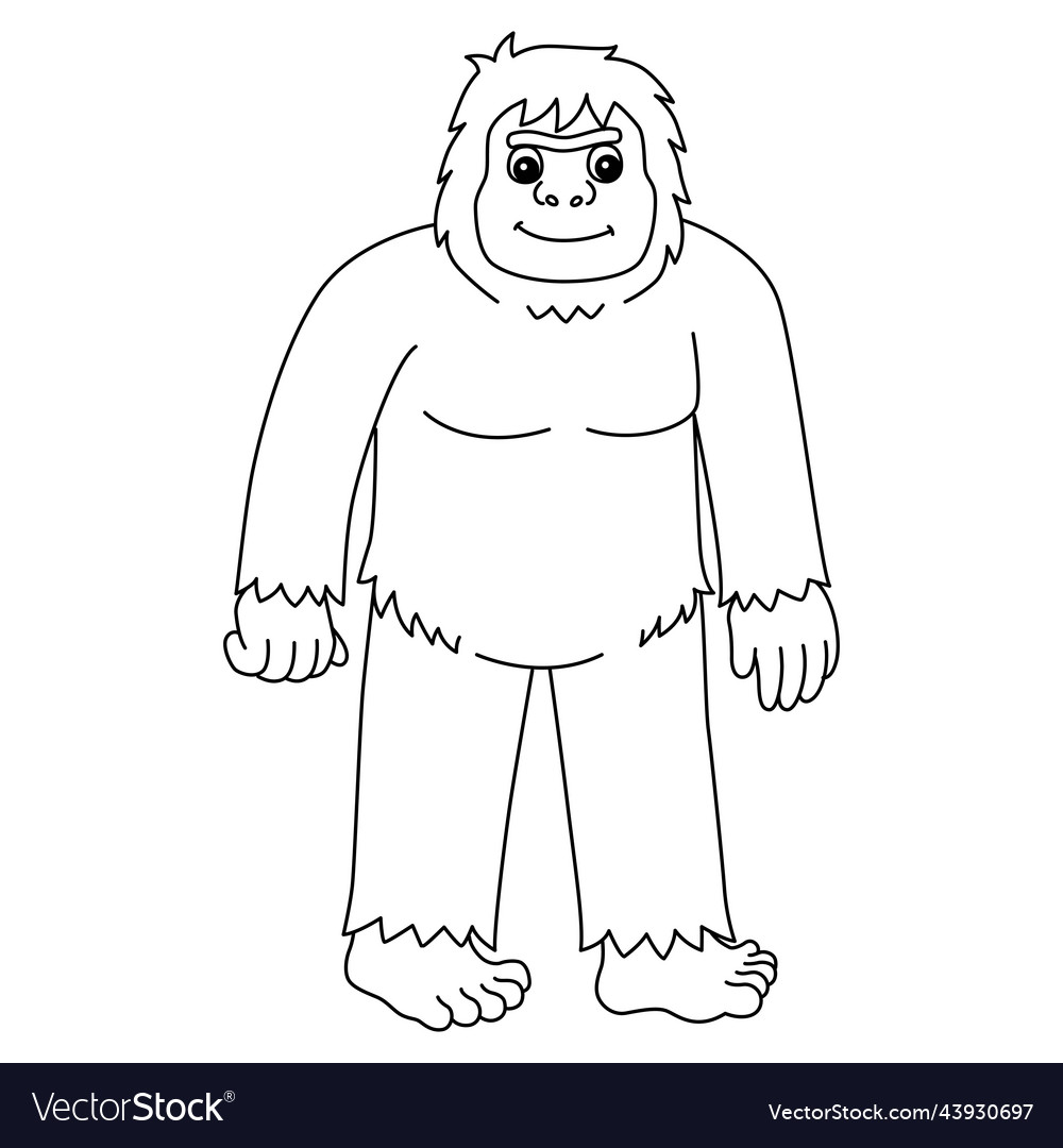 Bigfoot animal isolated coloring page for kids vector image