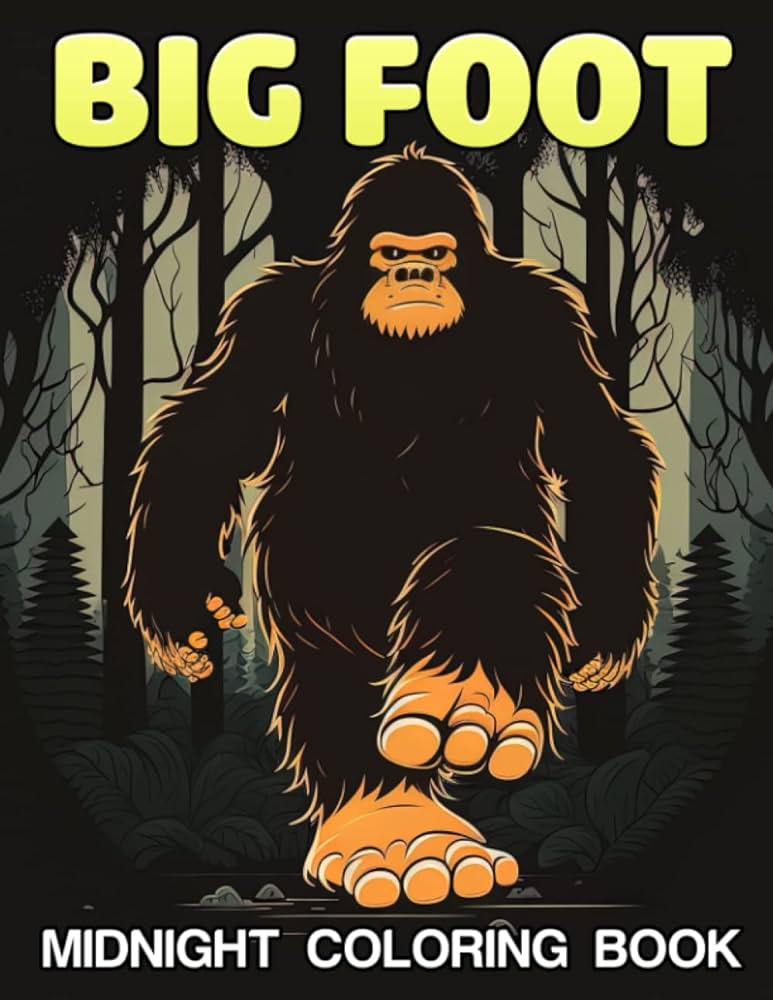 Midnight big foot coloring book sasquatch coloring pages on black background impressive illustrations for kids teens ideal gift for special occasions kirby francesca books